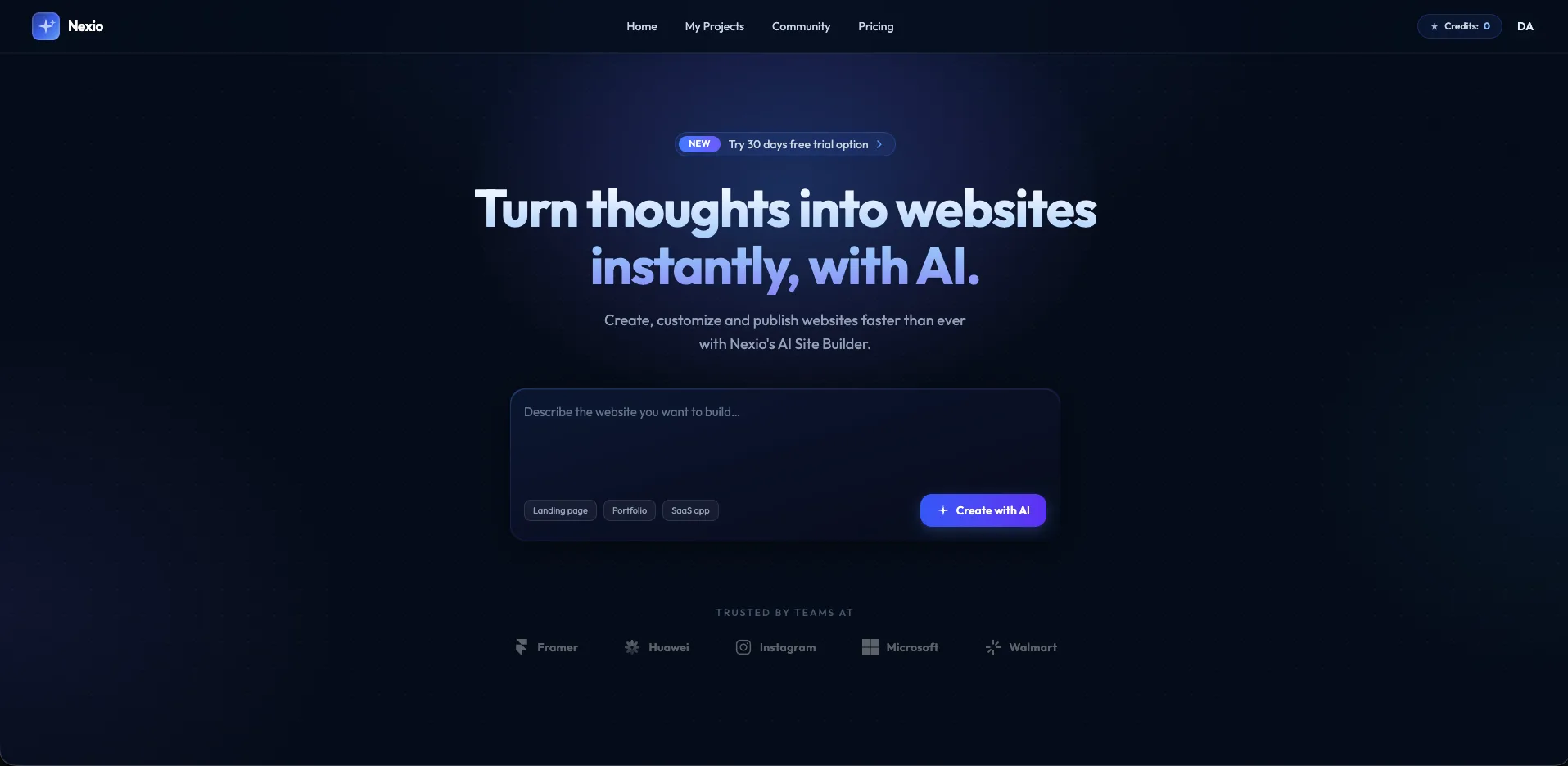 Nexio — Plataforma SaaS de Criação de Sites com IA